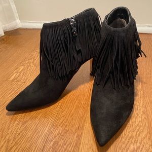 NEW Sam Edelman Kandice Fringed Suede Black Bootie